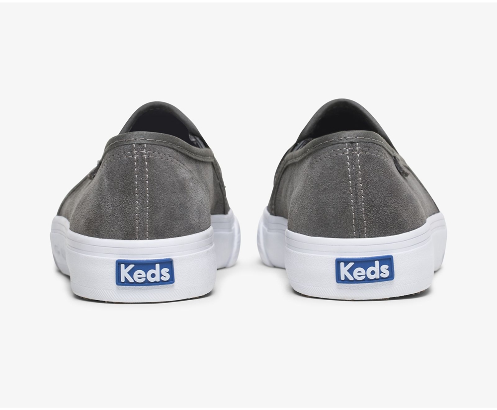 Keds Slip Ons Grey - Double Decker Suede - Womens RAPJOQ-543